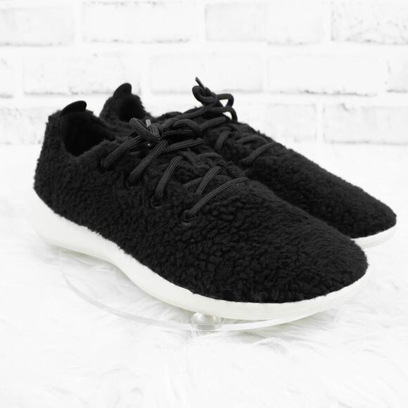 Allbirds Mens Black Wool Runner Fluff Teddy Shearling Athletic Sneakers‎ Size 10 - Picture 1 of 10
